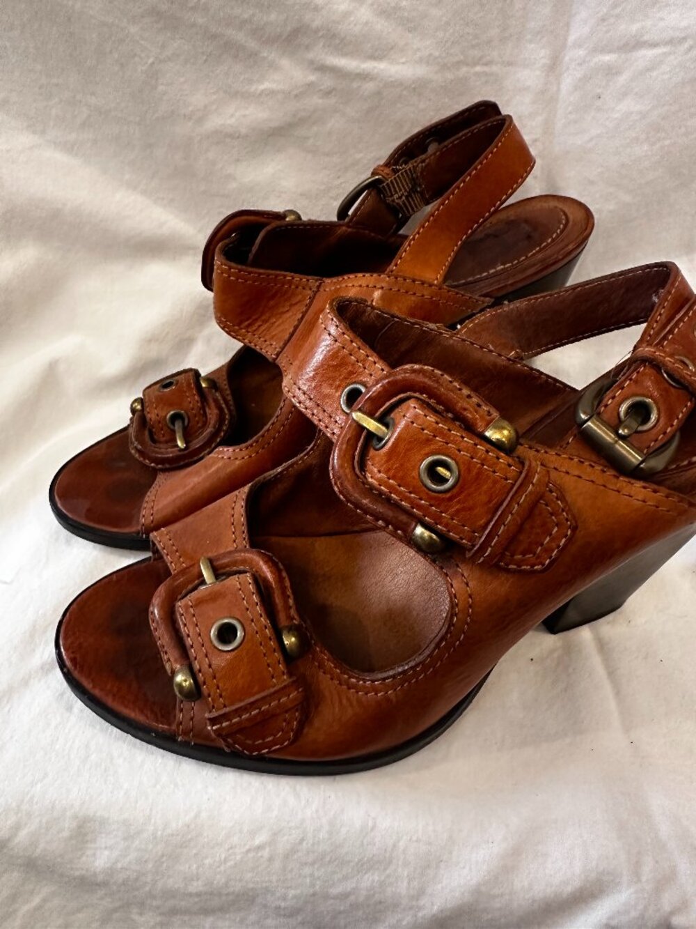 FRYE Amy Sling Back Brown Leather Vintage Size 9